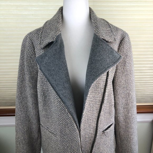 Talbots Julienne Asymmetrical Moto Front Zip Tweed Wool Blend Blazer Old Money - Picture 9 of 17